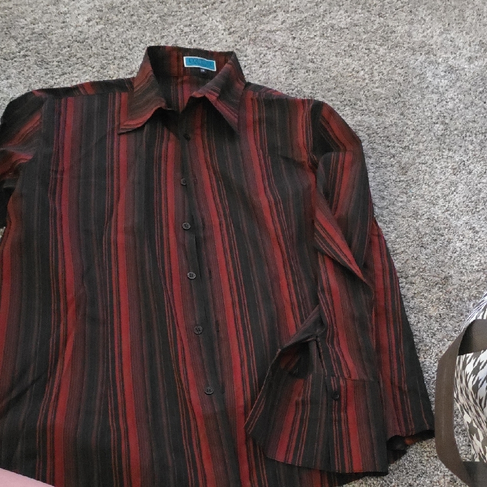 Lucca Couture Black and Red Casual Button Down Shirt